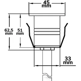 ISOLED LED Einbaustrahler, Edelstahl , 2W, 60°, IP67, 12V AC/DC, warmweiß