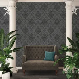 A.S. Création Vliestapete Barock Schwarz/Silber 53 x 1005 cm 953723