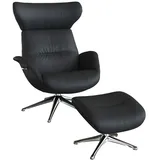 flexlux Relaxsessel FLEXLUX "Fernsehsessel More, ergonomisch, drehbar, robuster Fuß, Scandi", schwarz (deep schwarz), B:90cm H:107cm T:89cm, 100% Echtleder, Sessel, Relaxsessel, Premium Komfort, Rücken- und Kopfteilverstellung, Drehbar, Fuß Alu