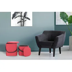 Kayoom Hocker Arabella 225 2-er Set Rot / Schwarz
