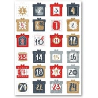 GRAVURZEILE Adventskalender Zahlenaufkleber zum Basteln (mit 24 bunten Zahlen für Weihnachten), zum Selbstgestalten weiß