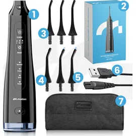 Maltec Munddusche Zahndusche elektrisch MalTec Toothie X60 150PSI Akku 2600 mAh 4 Betriebsmodi kabellos Schwarz Reisetasche
