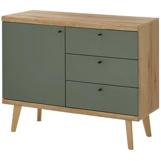 Furn.Design Kommode Juna (Sideboard in Evoke Eiche mit Salbeigrün, 107 x 83 cm), skandinavisches Design beige