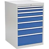 Bedrunka & Hirth Schubladenschrank H1019xB705xT736mm lichtgrau/signalblau 7 Schubl.Vollauszug