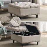 Großer Quadratischer Aufbewahrungsstuhl, Anhebbare Bank Mit Stauraum, Geeignet Für Wohnzimmer Schlafzimmer Arbeitszimmer Gepolsterte Aufbewahrungsbox(beige)