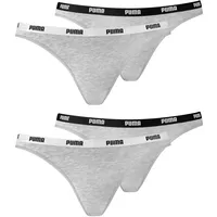 PUMA 4er Pack Damen Unterwäsche Iconic Bikini Slips, Farbe:Grau, Wäschegröße:L, Artikel:-328 Grey/Grey - L