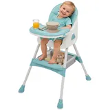 Steeviuzj Baby Hochstuhl bis 80kg, Faltbarer Kinder Essstuhl mit Verstellbares Doppeltablett, Sicherheitsgurt, Hufeisenfüße Rutschfest, Höhenverstellbar Kinderhochstuhl Für 6 Monate bis 6 Jahre (Grün)
