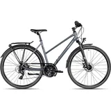 2R Manufaktur TRS GO Trapez | Trekkingbike | 28 Zoll Damenfahrrad | 21-Gang Schaltung | inkl. Straßenausstattung, Farbe:Dark Grey matt/Grey Black matt, Rahmengröße:51 cm