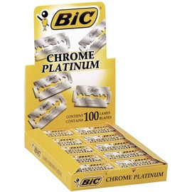 BIC Rasierklingen, 100 Stück, Chrome Platinum, für jeden Rasierhobel, Doppelkanten-Klingen, rostfrei