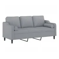 VidaXL 3-Sitzer-Sofa mit Zierkissen Hellgrau 180 cm Stoff