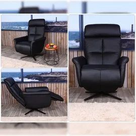 Mendler Relaxsessel HWC-L10, Design Fernsehsessel TV-Sessel Liegesessel, Liegefunktion drehbar, Voll-Leder ~ schwarz
