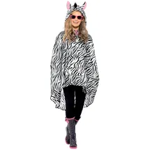Smiffys Zebra Party Poncho Damen Einheitsgröße