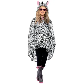 Smiffys Zebra Party Poncho Damen Einheitsgröße