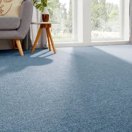 Andiamo Teppichboden ANDIAMO "Bob, Feinschlinge, Gesamthöhe 4,5 mm, Luxusklasse LC1", blau, B:500cm L:700cm, Kunstfaser, Teppiche, meliert, Breite 200, 400 oder 500 cm, strapazierfähig & pflegeleicht