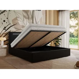 mks möbel Polsterbett GOLD 5 CLASSIC 180/200 - Schwarz Kunstleder - Multipocket-Matratze