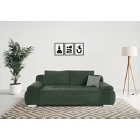 Schlafsofa INOSIGN "Pumo", grün (flaschengrün), B:215cm H:88cm T:109cm, Struktur fein (100% Polyester), Microfaser PRIMABELLE (100% Polyester), Sofas, mit Boxspring-Aufbau, Bettfunktion und Bettkasten, inklusive Federkern