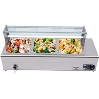 PUDLOR 3 X 6L Elektrischer Speisenwärmer Profi Chafing Dish Speisewärmer Set Warmhaltebehälter Edelstahl Buffet-Set Warmhaltebehälter elektrisch bain Marie elektrisch, für Frühstücksgärten