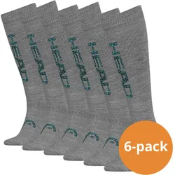 Skisocken Unisex Logo Kniehöhe 6er-Pack Grau/Blau 39/42