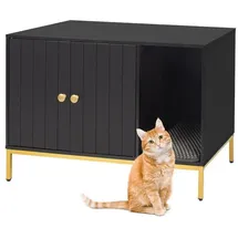 Relaxdays Katzenschrank für Katzenklo Gold,Schwarz