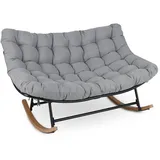 Costway Schaukelsessel Polyester 320 x 100 x 80 cm Schwarz/Naturbelassen/Grau mit Kissen