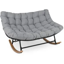 Costway Schaukelsessel Polyester 320 x 100 x 80 cm Schwarz/Naturbelassen/Grau mit Kissen