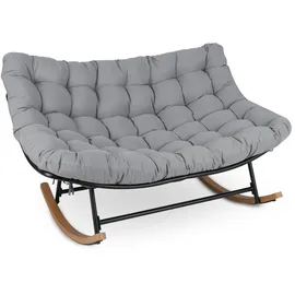 Costway Schaukelsessel Polyester 320 x 100 x 80 cm Schwarz/Naturbelassen/Grau mit Kissen