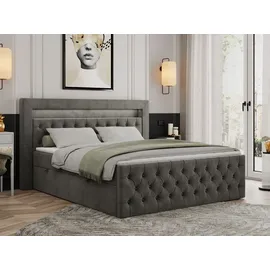MKS Boxbett, GOLD-9 Led, 160/200 Dunkelgrau Velvet - H4