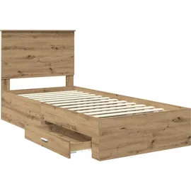 vidaXL Bettrahmen mit Kopfteil Artisan-Eiche 90 x 190 cm Holzwerkstoff