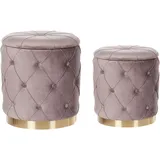 Beliani 2er-Set Pouf Pueblo in Beige/Grau/Gold | Gr.: onesize