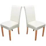 Chefgastro 2er-Set Esszimmerstuhl Stuhl Küchenstuhl | HxBxT 99x41x60cm | Sitzhöhe 47cm | Leder | Creme | helle Beine
