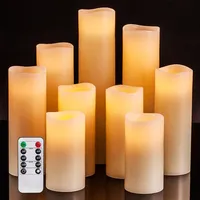 Flammenlose Weihnachtskerzen, Batteriebetriebene Kerzen, Flackernde Kerzen Aus Echtem Wachs, Flammenlose Led-kerzen, 9er-set Mit Fernbedienung (elfenbeinfarben)