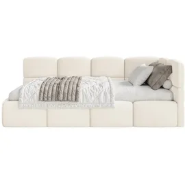 Selsey Jugendbett Creme Kunststoff, 1-Sitzer, 120x200 Kopfteil Rechts, Matratze & Bettkasten, Samt