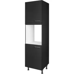 Herdumbauschrank NOBILIA ""Touch", Ausrichtung wählbar, mit zwei zusätzlichen Türen", schwarz (front: lacklaminat schwarz supermatt, korpus: schwarz), B:60cm H:216,6cm T:58,3cm, Schränke, vormontiert, Breite/Höhe: 60/167,8 cm