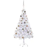 vidaXL Künstlicher Weihnachtsbaum mit LEDs & Kugeln Weiß 120 cm