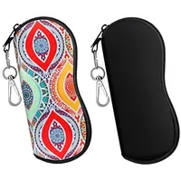 MoKo Brillenetui, 2 Stück Leicht Neopren Reißverschluss Sonnenbrille Tasche mit Gürtelclip für Brillen Rahmen Tragbare Case für Schlüssel Bleistifte Karten