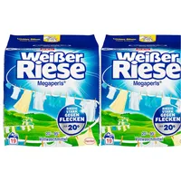 2x1140g Weißer Riese Megaperls Voll-Waschmittel 38WL | Riesig stark ab 20 Grad