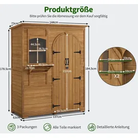 M MCombo Gartenschrank Geräteschuppen 73 x 144 x 185 cm Natur