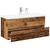 vidaXL Waschbeckenunterschrank mit Einbaubecken 101 x 39,5 x 49 cm Altholz-Optik