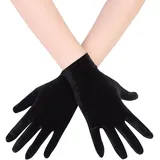 EORUBE Kurze Opern-Samthandschuhe für Frauen 1920er Jahre Flapper Stretchy Handgelenk Länge Bankett Handschuhe Tee Party Halloween Kostüm Handschuhe, Schwarz, One size - Einheitsgröße