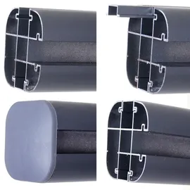 Mendler WPC-Sichtschutz Sarthe, Zaun Windschutz, Alu-Pfosten zum Einbetonieren ~ Basiselement, 190cm grau