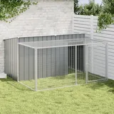 vidaXL Hundehütte mit Auslauf Anthrazit Verzinkter Stahl