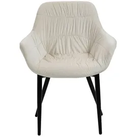SalesFever Essgruppe, 5 tlg. 160 x 85 cm | Bezug Samt creme Gestell schwarz Tisch Naturfarben | 370018