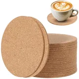 AOZUO 20 Stück Korkuntersetzer Rund Set, 10cm x 3mm Untersetzer Kork Untersetzer Gläser Korken Wiederverwendbar Retro für Home Restaurant Büro