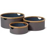Lumaland Bambus-Rahmen Aufbewahrungsbox rund 45 x 20 cm 3-tlg. Blau/Braun/Grau