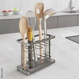 Metaltex Küchenutensilien-Organizer Metall LAVA Line, mit Abtropfschale, schwarz