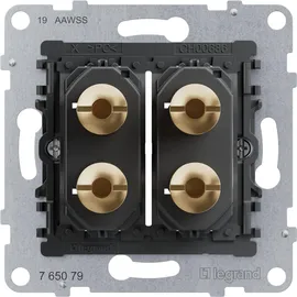 Legrand SEANO 2-fach Lautsprecher-Anschluss, mit 4 mm-Buchsen, vergoldete Messing-Buchsen für erstklassige Signalübertragung, 765079