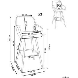 Beliani Barstuhl 2er Set Beige