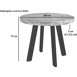 sam möbel gmbh Esszimmertisch rund 100 cm Mangoholz naturfarben schwarz Adelina - Hellbraun
