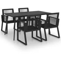 vidaXL 5-tlg Garten-Essgruppe PVC Rattan Schwarz