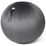 VLUV BOL VARM Stoff-Sitzball in Anthracite, Ø 60cm-65cm, Samt-Möbelbezugstoff - robust, formstabil, mit Tragegriff und Bodenring